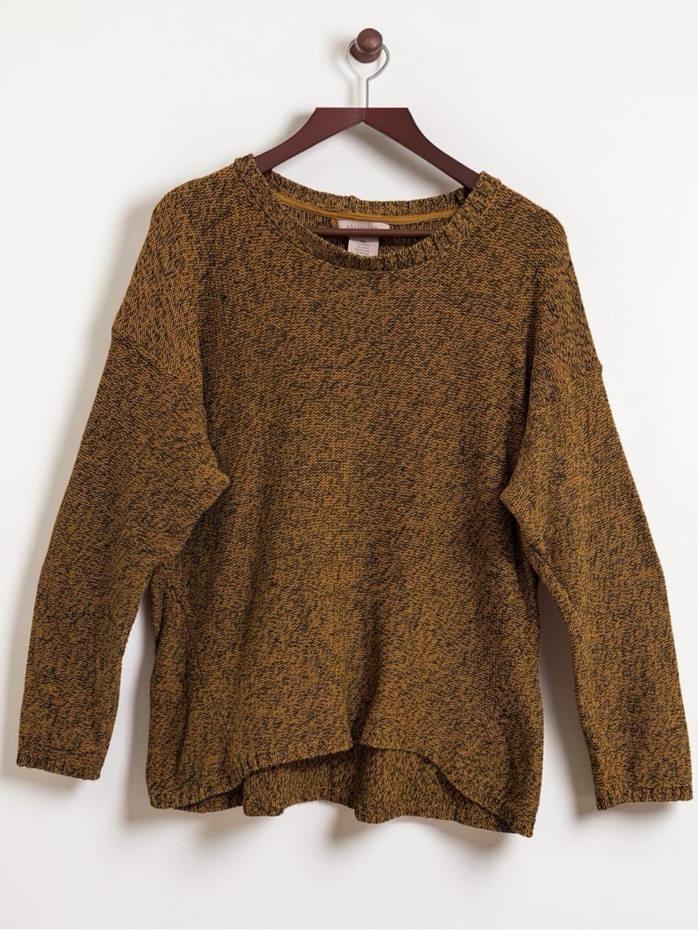 Philosophy Mustard Gold Marled Crewneck Hi Lo Sweater Sz XXL